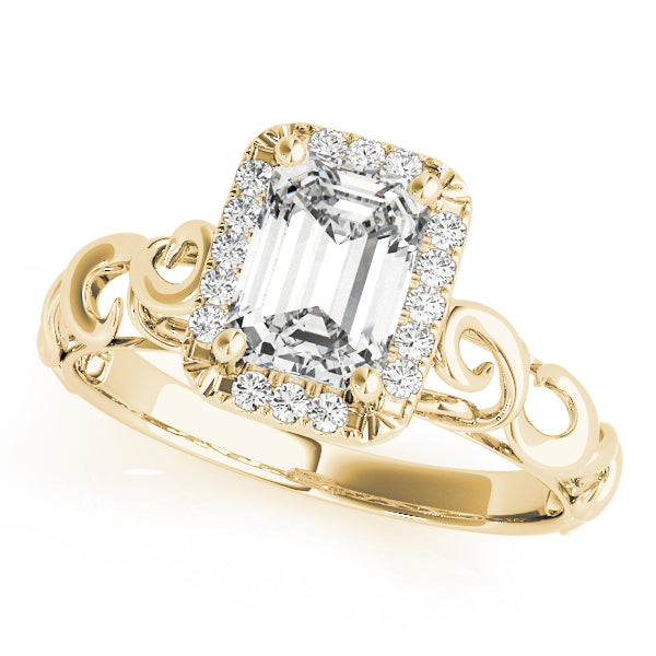 Artisan Solitaires Any Shape Emerald Diamond Engagement Ring in 10K/14K gold and platinum with certified lab-grown or natural diamonds