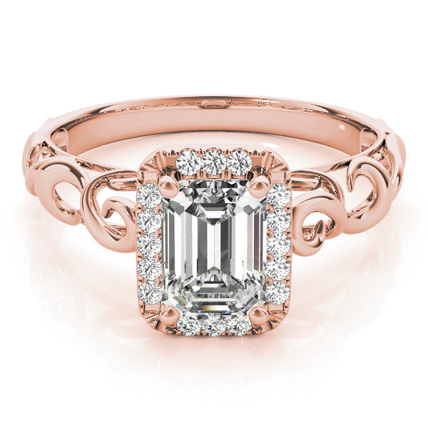 Artisan Solitaires Any Shape Emerald Diamond Engagement Ring in 10K/14K gold and platinum with certified lab-grown or natural diamonds