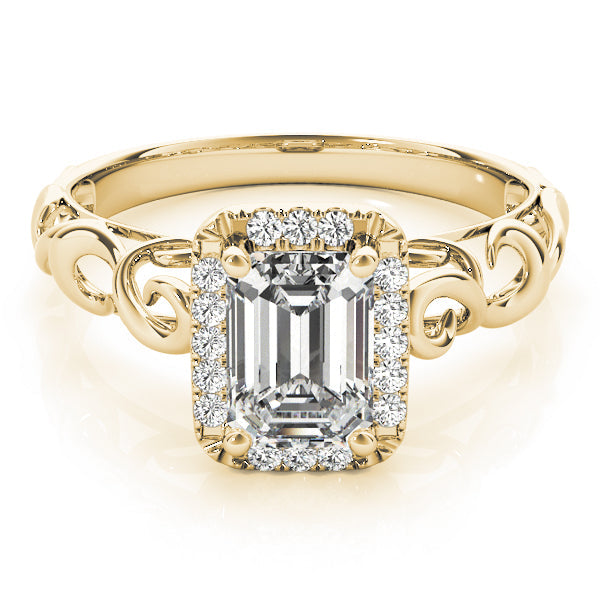 Artisan Solitaires Any Shape Emerald Diamond Engagement Ring in 10K/14K gold and platinum with certified lab-grown or natural diamonds