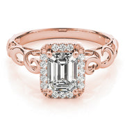 Artisan Solitaires Any Shape Emerald Diamond Engagement Ring in 10K/14K gold and platinum with certified lab-grown or natural diamonds