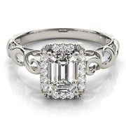 Artisan Solitaires Any Shape Emerald Diamond Engagement Ring in 10K/14K gold and platinum with certified lab-grown or natural diamonds