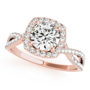 Adored Halo Engagement Ring Round Diamond Engagement Ring in 10K/14K gold and platinum with certified lab-grown or natural diamonds