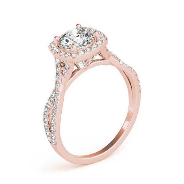 Adored Halo Engagement Ring Round Diamond Engagement Ring in 10K/14K gold and platinum with certified lab-grown or natural diamonds