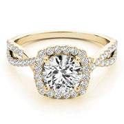 Adored Halo Engagement Ring Round Diamond Engagement Ring in 10K/14K gold and platinum with certified lab-grown or natural diamonds