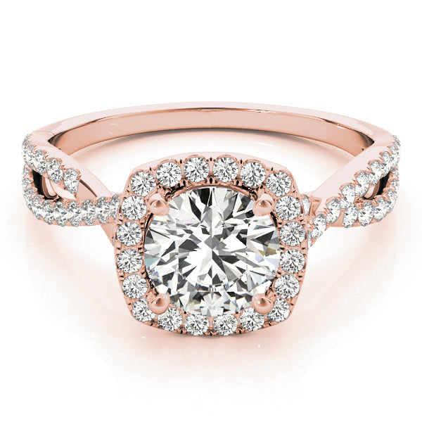 Adored Halo Engagement Ring Round Diamond Engagement Ring in 10K/14K gold and platinum with certified lab-grown or natural diamonds