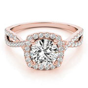 Adored Halo Engagement Ring Round Diamond Engagement Ring in 10K/14K gold and platinum with certified lab-grown or natural diamonds