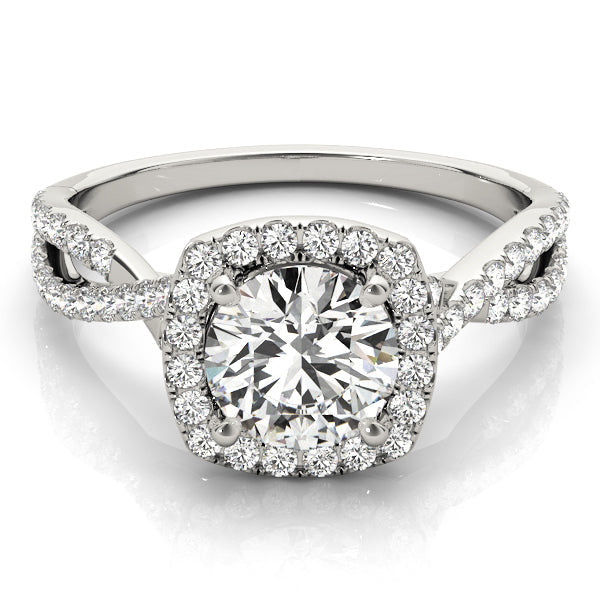 Adored Halo Engagement Ring Round Diamond Engagement Ring in 10K/14K gold and platinum with certified lab-grown or natural diamonds