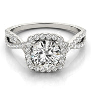 Adored Halo Engagement Ring Round Diamond Engagement Ring in 10K/14K gold and platinum with certified lab-grown or natural diamonds