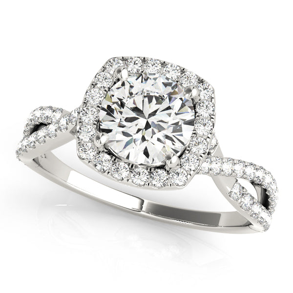 Adored Halo Engagement Ring Round Diamond Engagement Ring in 10K/14K gold and platinum with certified lab-grown or natural diamonds