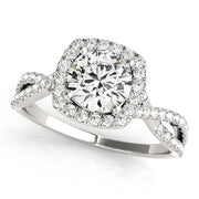 Adored Halo Engagement Ring Round Diamond Engagement Ring in 10K/14K gold and platinum with certified lab-grown or natural diamonds