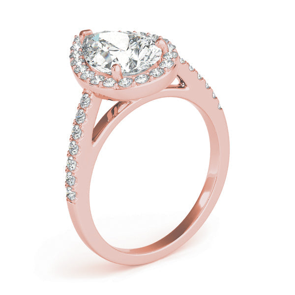 Resplendent Shape Halo Pear Diamond Engagement Ring in 10K/14K gold and platinum with certified lab-grown or natural diamonds