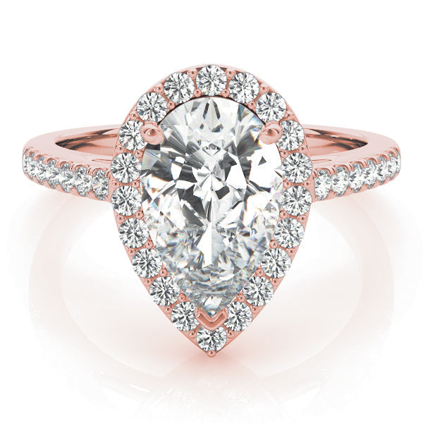 Resplendent Shape Halo Pear Diamond Engagement Ring in 10K/14K gold and platinum with certified lab-grown or natural diamonds