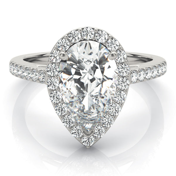Resplendent Shape Halo Pear Diamond Engagement Ring in 10K/14K gold and platinum with certified lab-grown or natural diamonds