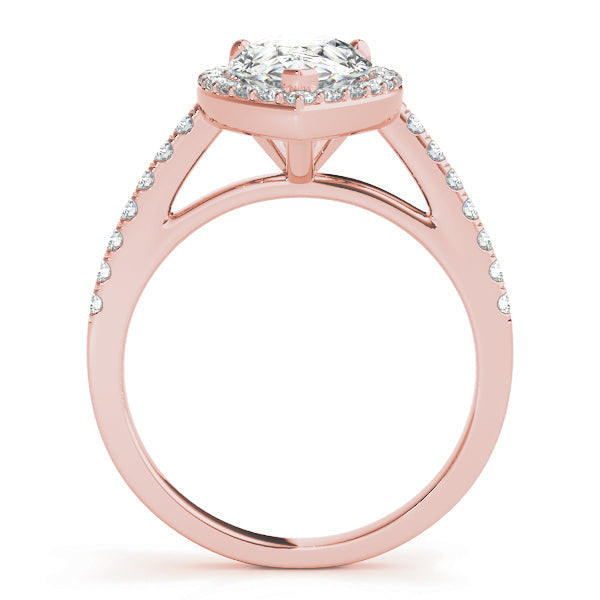 Resplendent Shape Halo Pear Diamond Engagement Ring in 10K/14K gold and platinum with certified lab-grown or natural diamonds
