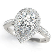 Resplendent Shape Halo Pear Diamond Engagement Ring in 10K/14K gold and platinum with certified lab-grown or natural diamonds