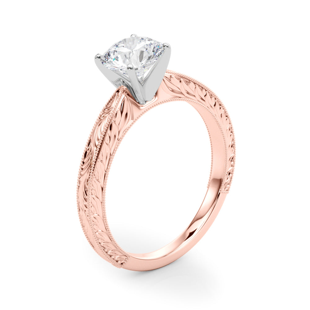 Noble Remount Round Diamond Engagement Ring in 10K/14K gold and platinum with certified lab-grown or natural diamonds