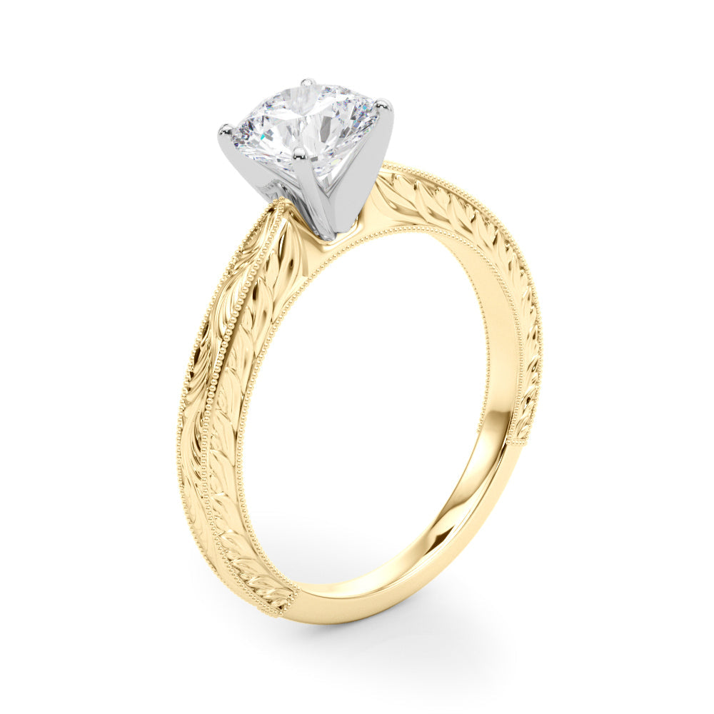 Noble Remount Round Diamond Engagement Ring in 10K/14K gold and platinum with certified lab-grown or natural diamonds