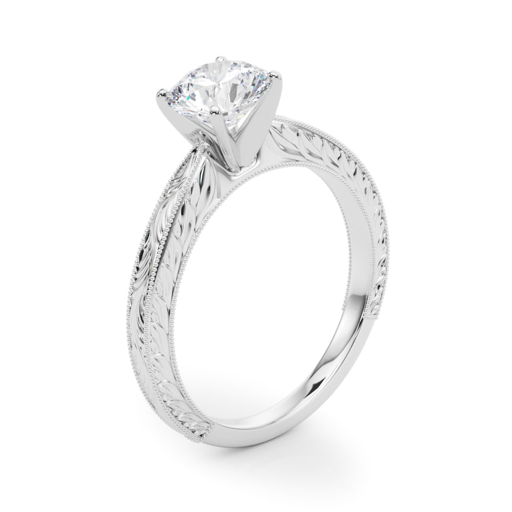Noble Remount Round Diamond Engagement Ring in 10K/14K gold and platinum with certified lab-grown or natural diamonds