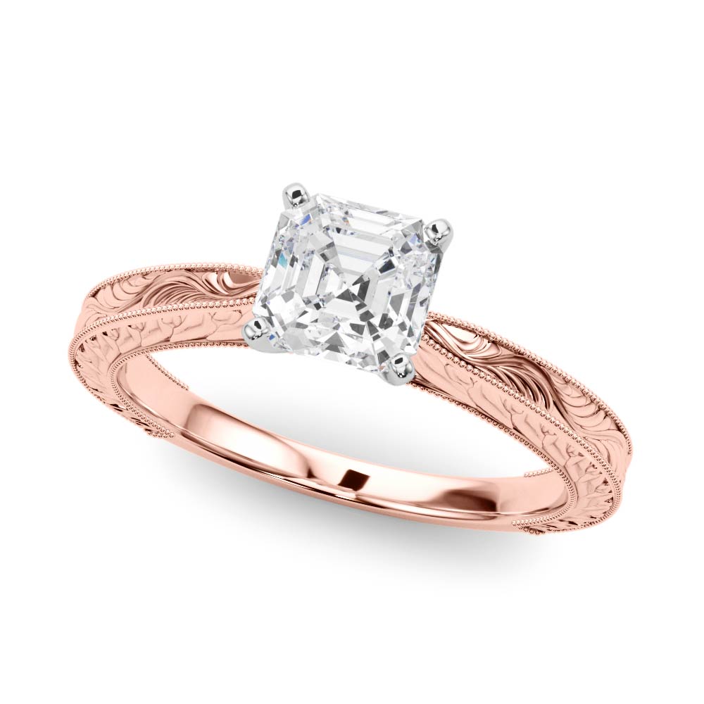 Noble Remount Round Diamond Engagement Ring in 10K/14K gold and platinum with certified lab-grown or natural diamonds