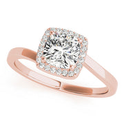 Celestial Halo Cushion Diamond Engagement Ring in 10K/14K gold and platinum with certified lab-grown or natural diamonds