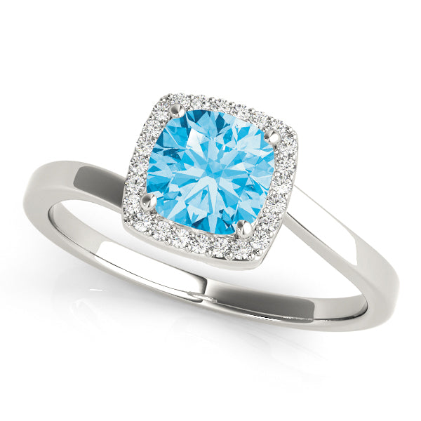 Celestial Halo Cushion Diamond Engagement Ring in 10K/14K gold and platinum with certified lab-grown or natural diamonds