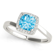 Celestial Halo Cushion Diamond Engagement Ring in 10K/14K gold and platinum with certified lab-grown or natural diamonds