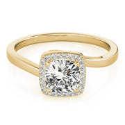 Celestial Halo Cushion Diamond Engagement Ring in 10K/14K gold and platinum with certified lab-grown or natural diamonds