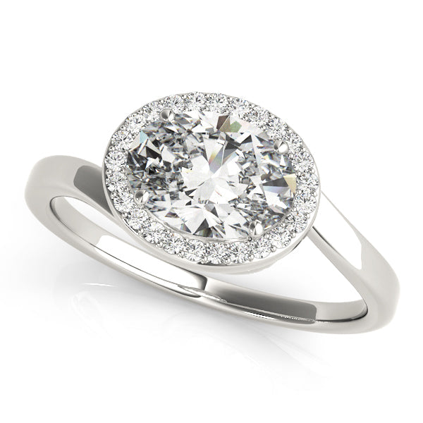 Noble Sidestone Oval Diamond Engagement Ring in 10K/14K gold and platinum with certified lab-grown or natural diamonds