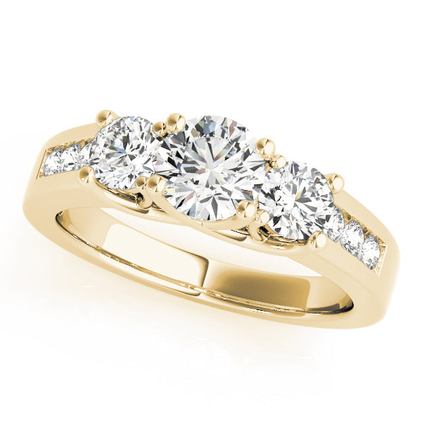 Classic Three‑Stone Diamond Engagement Ring in 10K/14K gold and platinum with certified lab-grown or natural diamonds