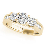 Classic Three‑Stone Diamond Engagement Ring in 10K/14K gold and platinum with certified lab-grown or natural diamonds