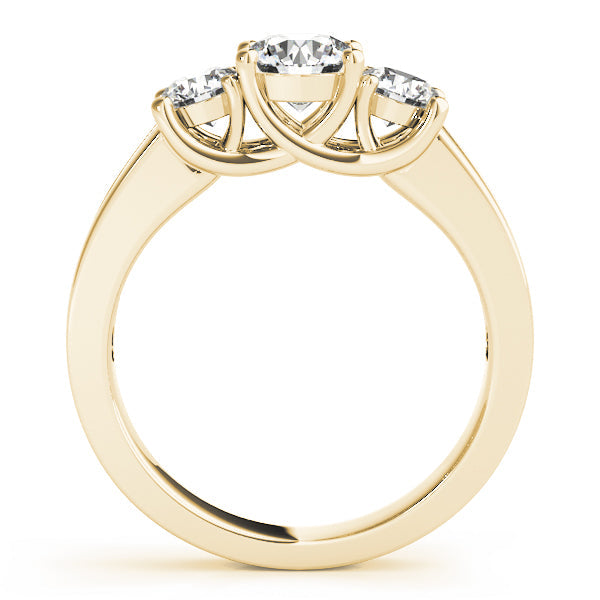 Classic Three‑Stone Diamond Engagement Ring in 10K/14K gold and platinum with certified lab-grown or natural diamonds