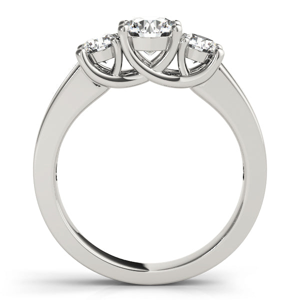 Classic Three‑Stone Diamond Engagement Ring in 10K/14K gold and platinum with certified lab-grown or natural diamonds