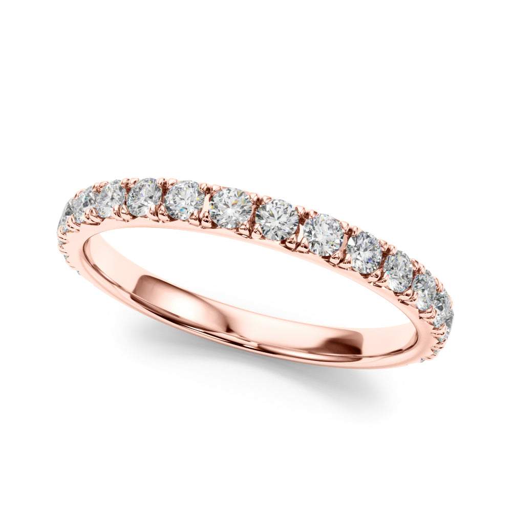 French-Cut Round Diamond Half Eternity Ring in Gold & Platinum