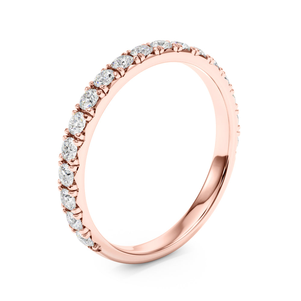 French-Cut Round Diamond Half Eternity Ring in Gold & Platinum