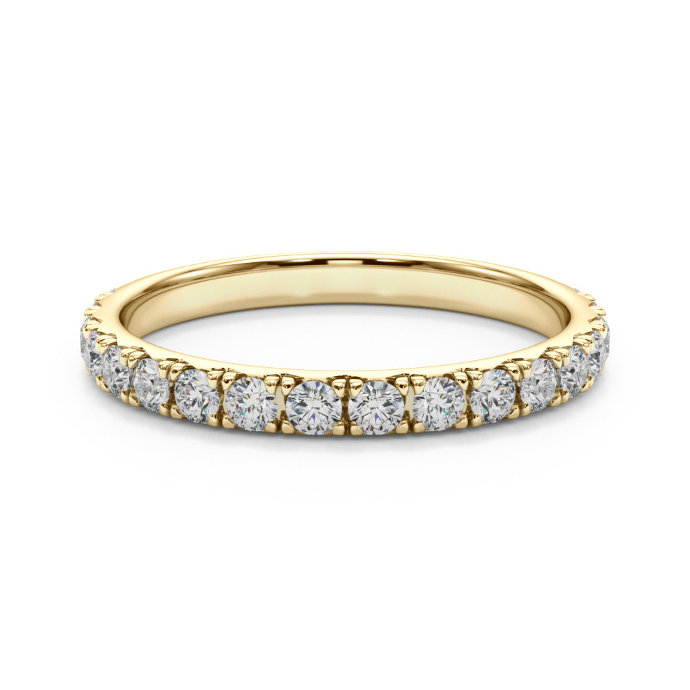 French-Cut Round Diamond Half Eternity Ring in Gold & Platinum