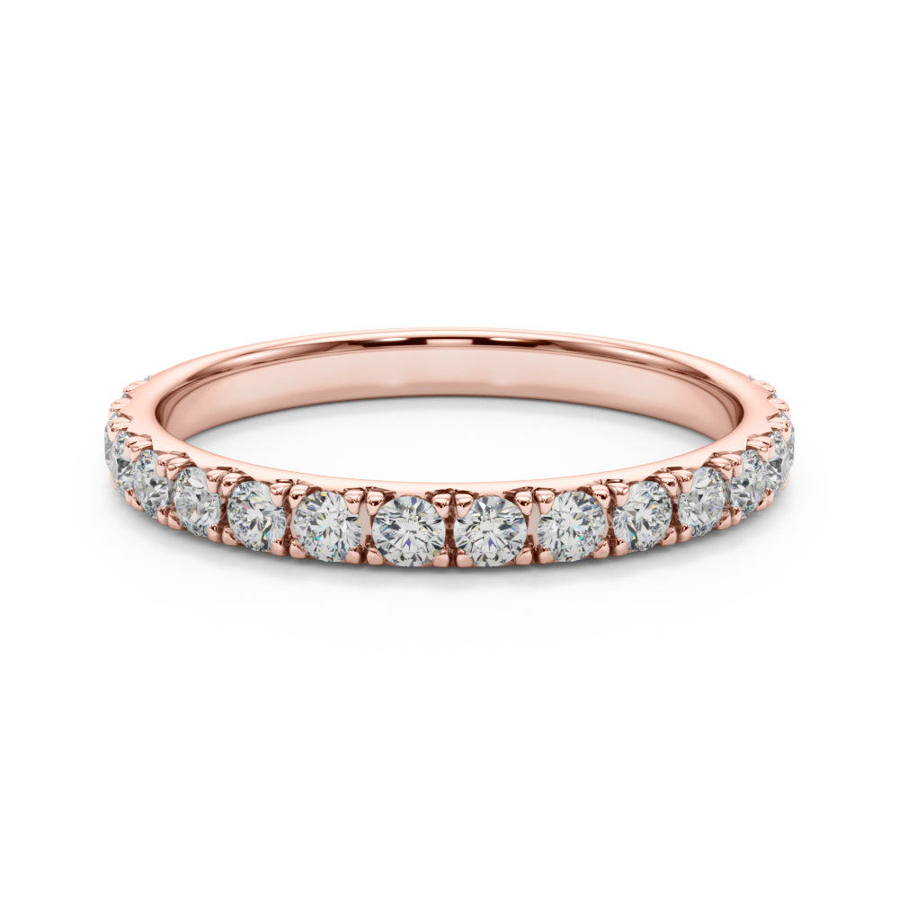 French-Cut Round Diamond Half Eternity Ring in Gold & Platinum