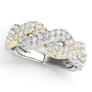 Multirow Twisted Half Eternity Ring in 10K/14K gold and platinum with certified lab-grown or natural diamonds