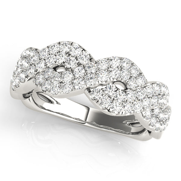 Multirow Twisted Half Eternity Ring in Gold & Platinum