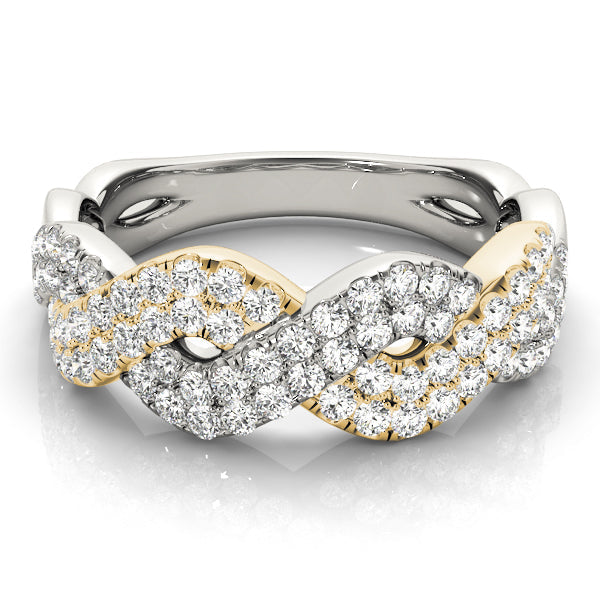 Multirow Twisted Half Eternity Ring in Gold & Platinum