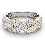 Multirow Twisted Half Eternity Ring in Gold & Platinum