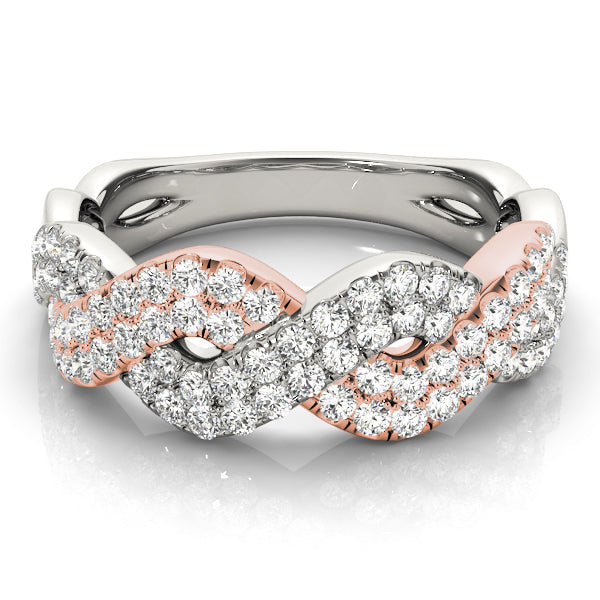Multirow Twisted Half Eternity Ring in Gold & Platinum