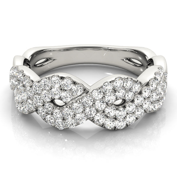 Multirow Twisted Half Eternity Ring in Gold & Platinum