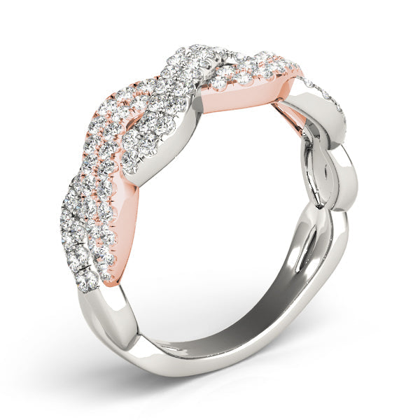 Multirow Twisted Half Eternity Ring in Gold & Platinum