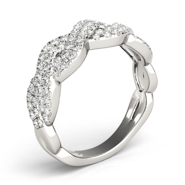 Multirow Twisted Half Eternity Ring in Gold & Platinum