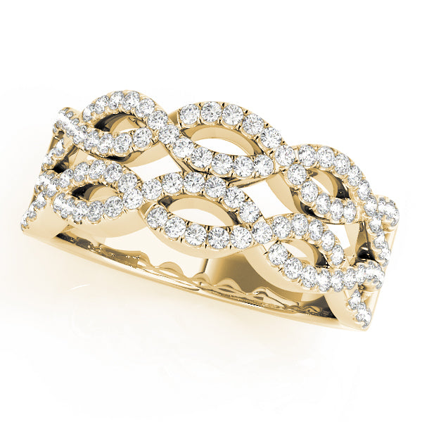 Two Row Infinity Half Eternity Ring in 10K/14K gold and platinum with certified lab-grown or natural diamonds