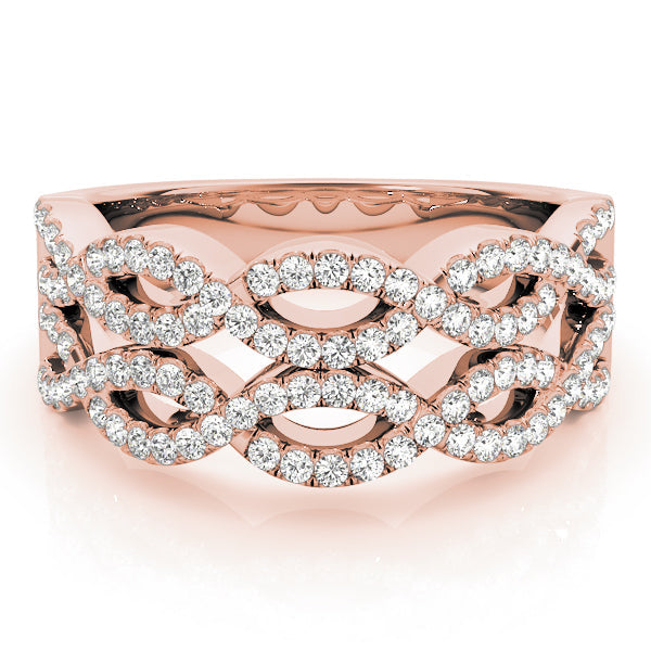 Two Row Infinity Half Eternity Ring in Gold & Platinum