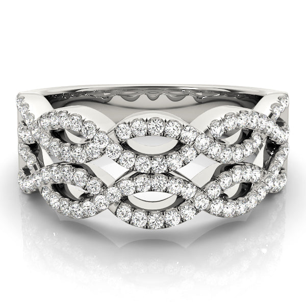 Two Row Infinity Half Eternity Ring in Gold & Platinum