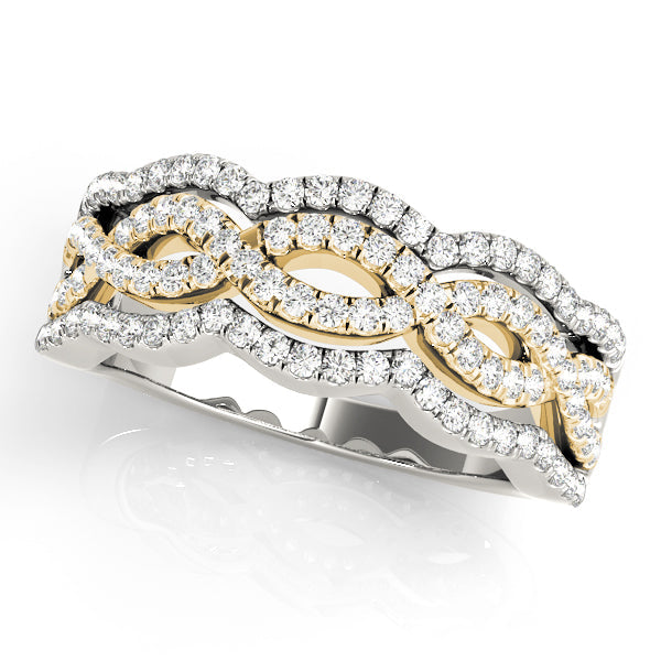 Infinity Multirow Split Prong Half Eternity Ring in 10K/14K gold and platinum with certified lab-grown or natural diamonds