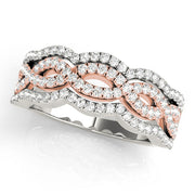 Infinity Multirow Split Prong Half Eternity Ring in Gold & Platinum
