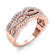 Infinity Multirow Split Prong Half Eternity Ring in Gold & Platinum